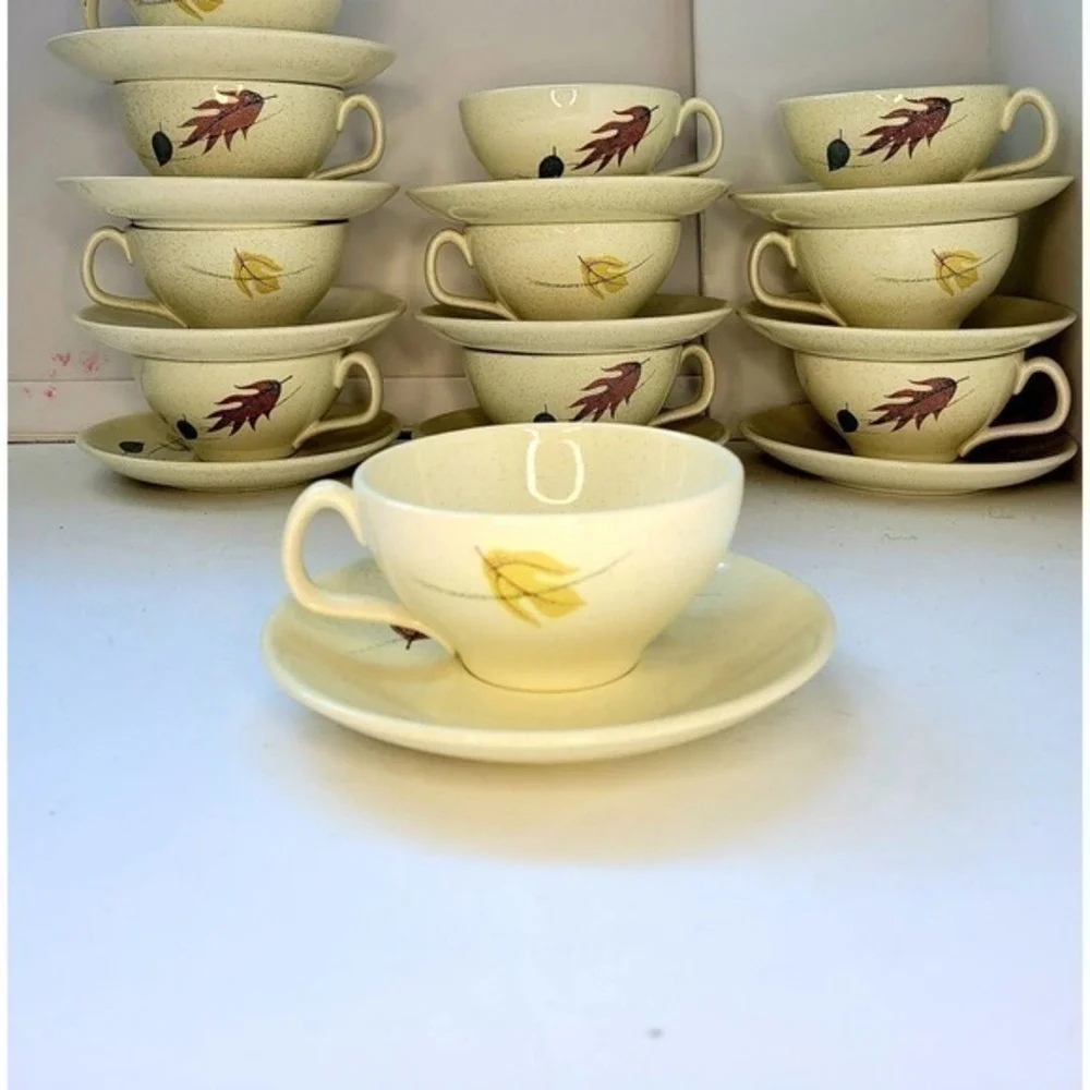 Vintage‎ Franciscan Earthenware Autumn Leaves 2 Cups and Saucers Set